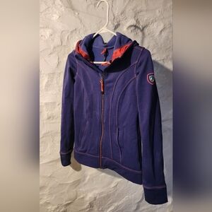 Vintage Kuhl Royal Blue Fleece Full Zip Hoodie XS Red Contrast Stitch Gorpcore
